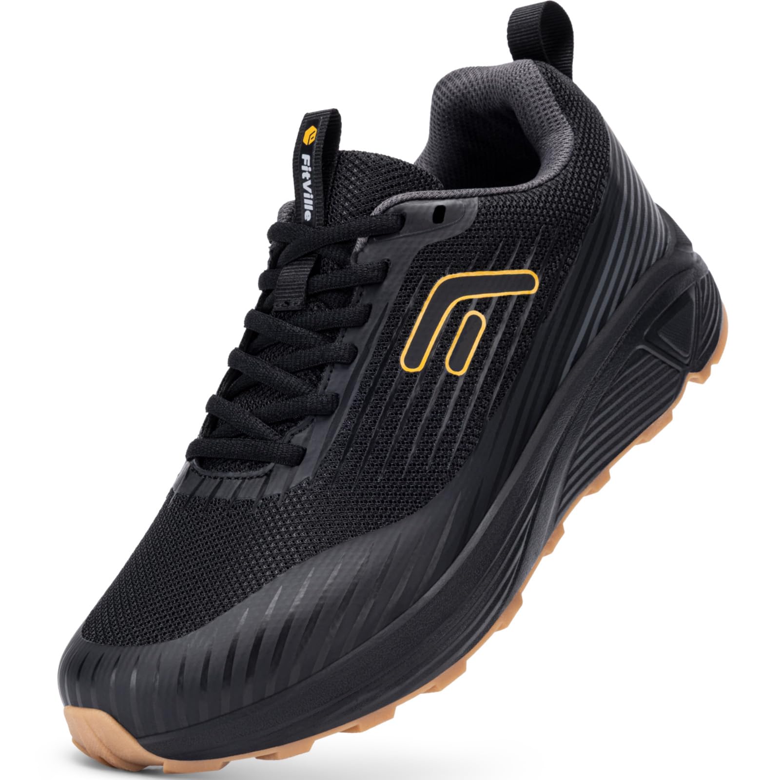 FitVille Men Trail Running Shoes Extra Wide Shoes for Men, Mountain Trail Runner Sneakers, Cushion Walking, Jogging, Plantar Fasciitis