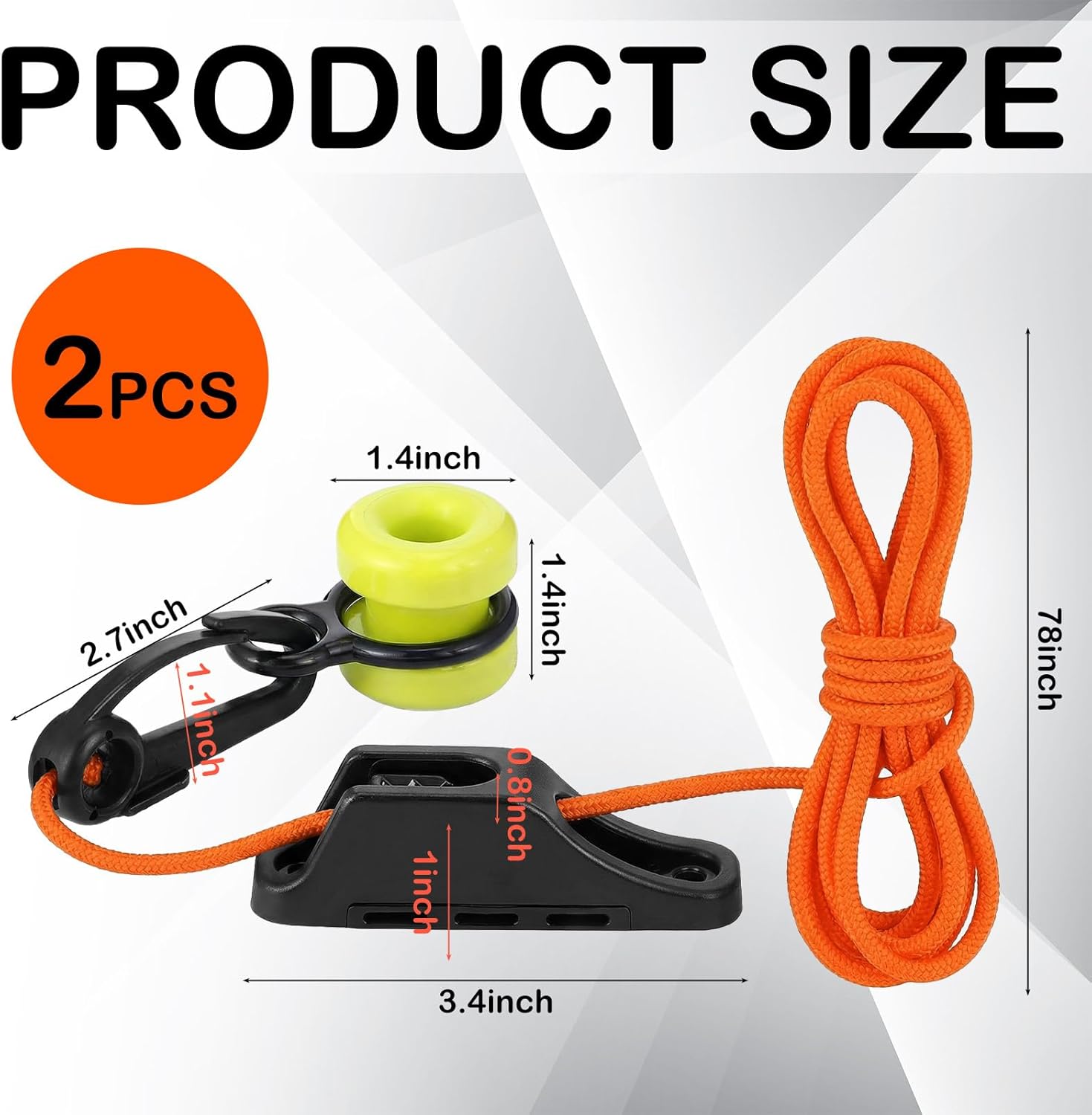2 Pcs Downrigger Weight Retriever Fairlead Cleat with 78 Inches Cord for Trolling and Deep Sea Fishing