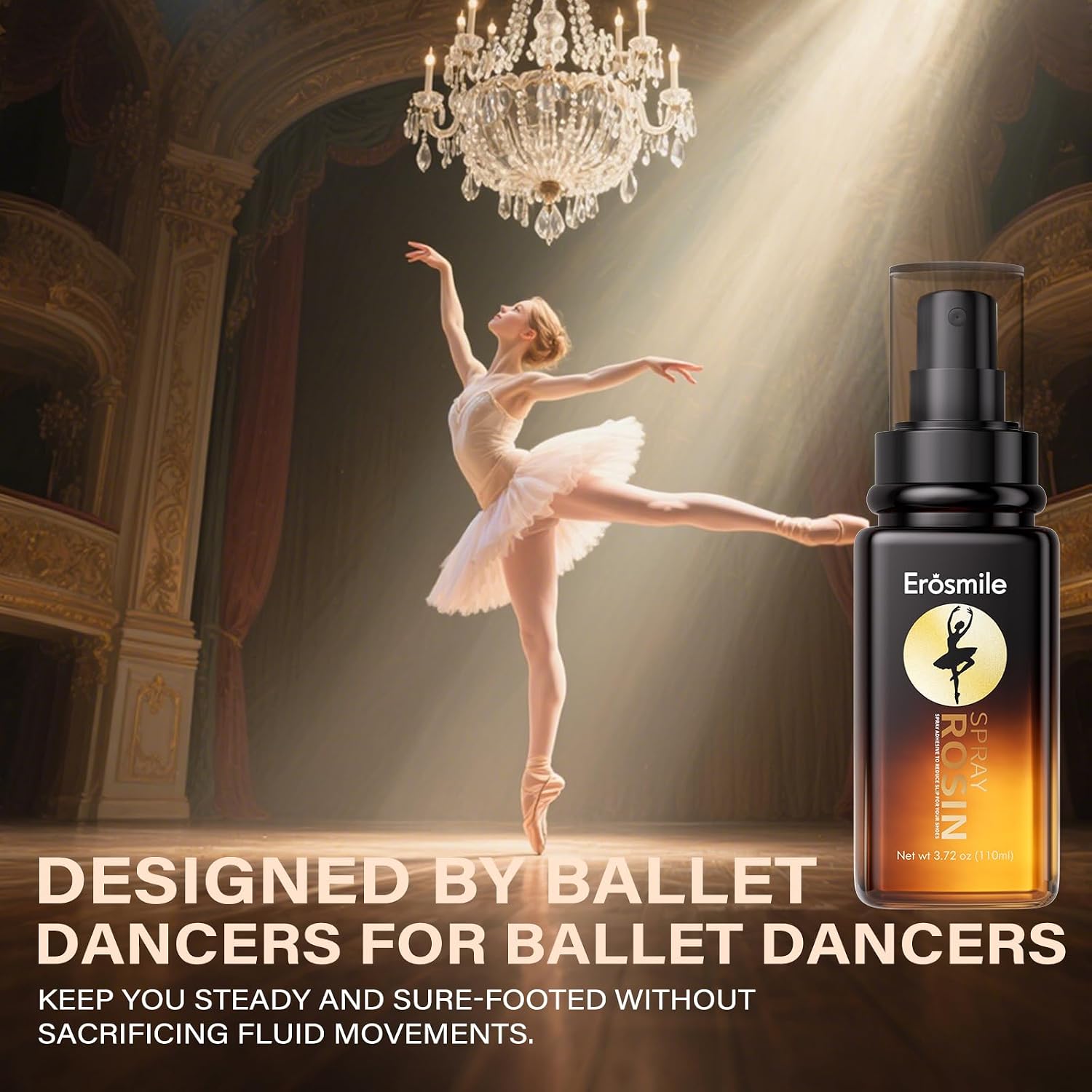 Rosin Spray for Dancers, Non-Slip Grip Spray for Ballet Pointe Shoes & Pole Dancing, Enhanced Grip & Long-Lasting, Ideal for Aerial Dancing & Ballet Dancer -3.72 OZ