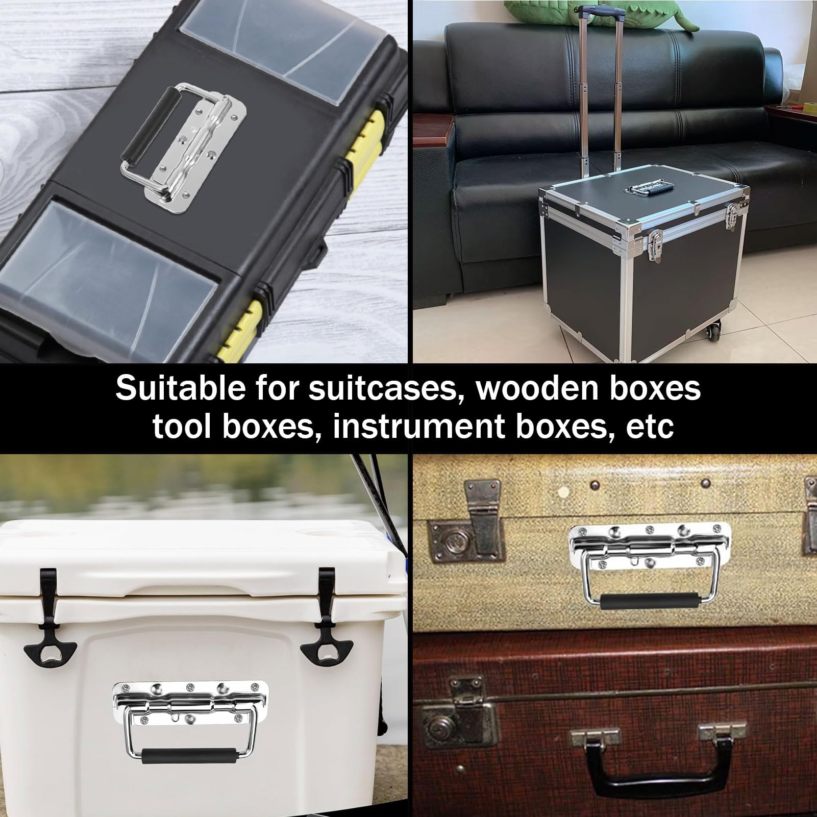 Gobesty 2 stuks klapgreep, hardware boxen, geveerde kistgreep, zilveren handgrepen, draaggreep voor gereedschapsbox, deur (140 mm