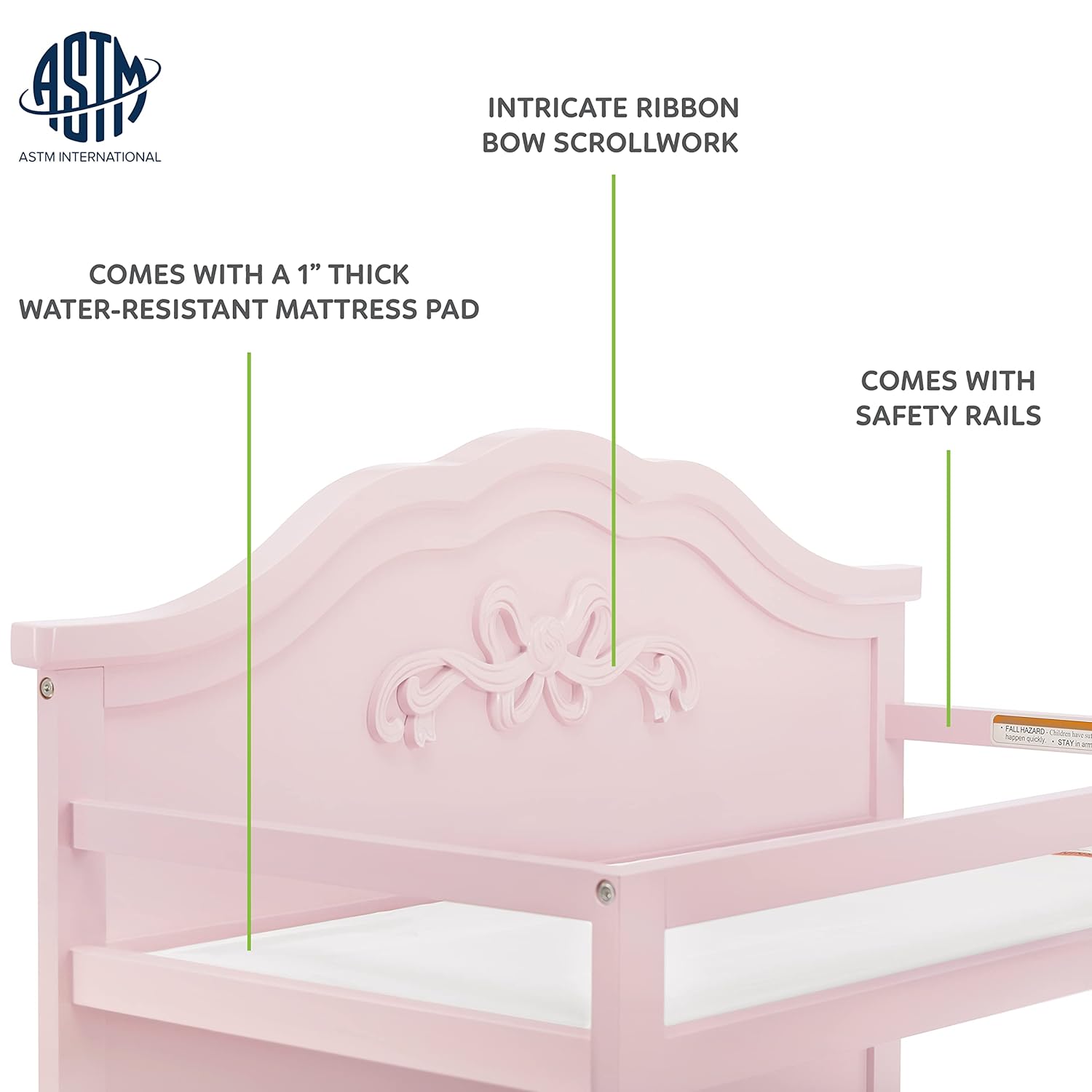 Sweetpea Baby Jasmine Changing Table in Blush, with Fixed Shelves, 1" Mattress Pad, Safety Strap, Safety Rails, New Zealand Pinewood Baby Changing Table : Baby