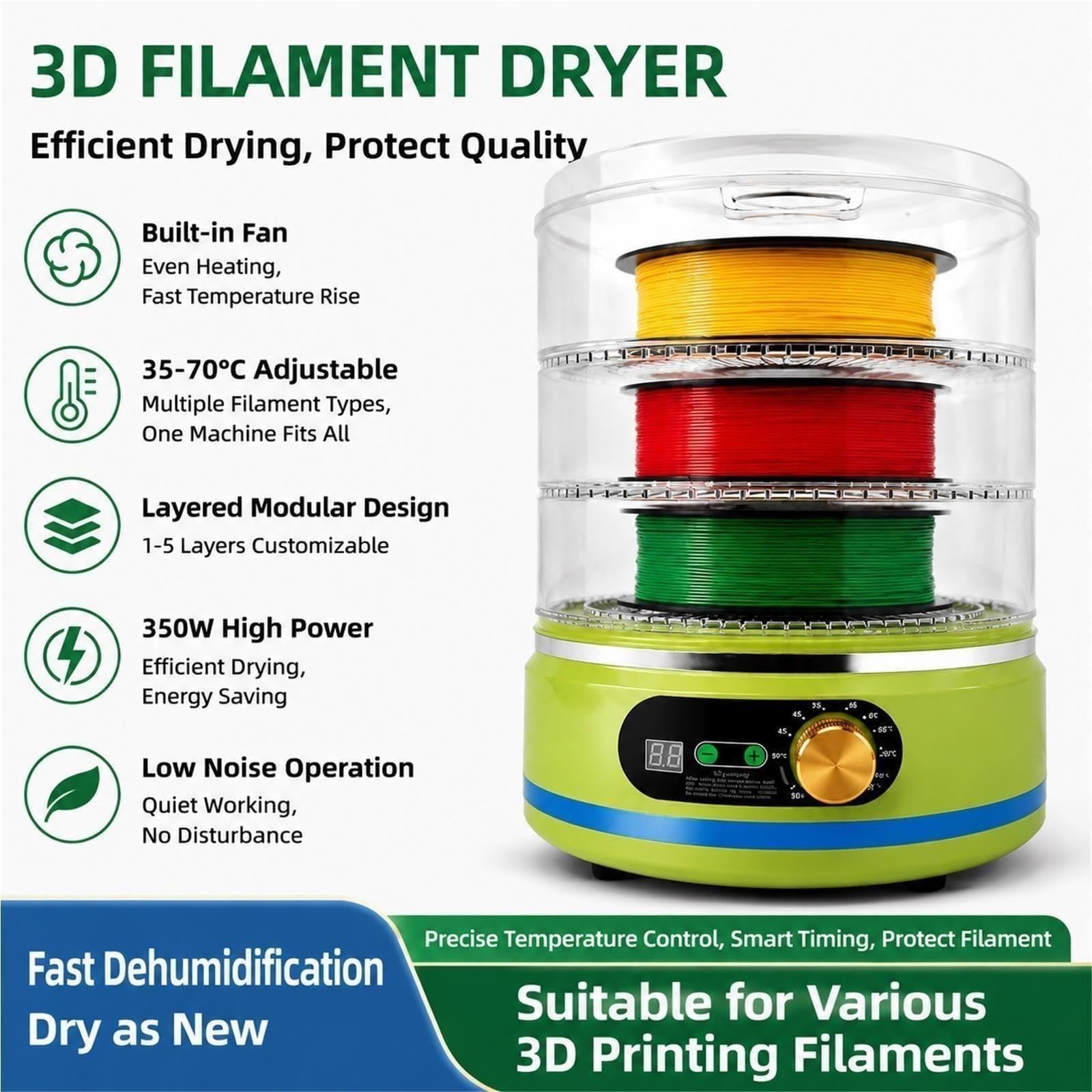 Caja Secado Filamento Para ImpresióN 3D, Almacenamiento Y Deshidratador