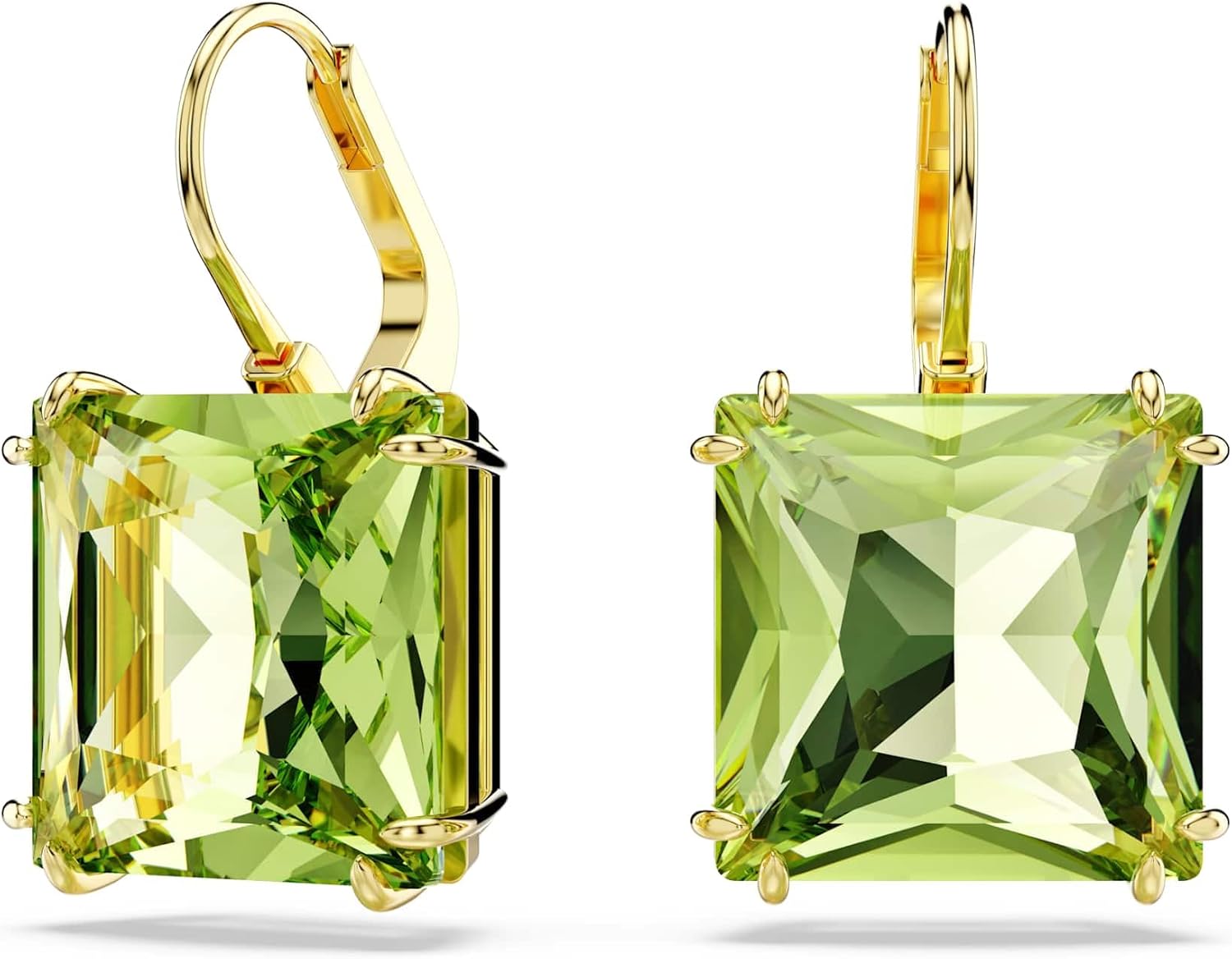 Swarovski Millenia Drop Earrings, Square Cut, Green Crystal, Gold-tone Finish - Image 2