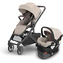 UPPAbaby Cruz V3 Stroller + Mesa V3 Car Seat Travel System Combo Toddler Seat, Bumper Bar, Bug and Rain Shields, Car Seat Base, and Infant Insert Included Ada Sandstone Melange