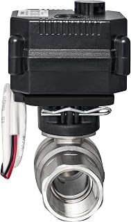1/4'' Motorized Ball Valve - 2 Wire Auto Return Electric Water Valve with Full Port,9-24V AC/DC Automatic Ball Valve,with Manual Override,Stainless Steel