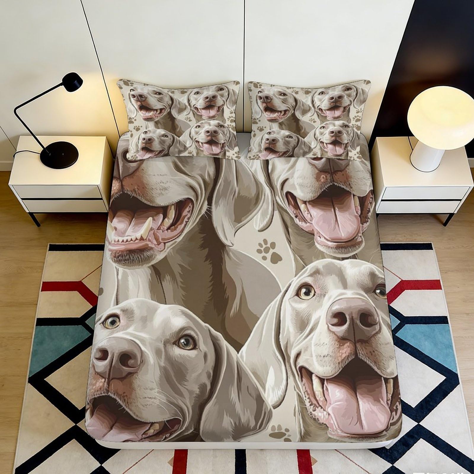 Uxinyoume Style-8 3D Printed Dog Portrait Fitted Sheet Microfiber Bedroom Decor Bed Cover For Home Guest Room Protection 90X200x25cm