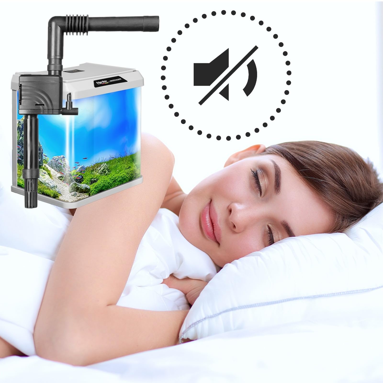 Kruger Meier Como Aquarium 7L – Nano-Aquarium Set mit Beleuchtung, Filter & Abdeckung – Weiß