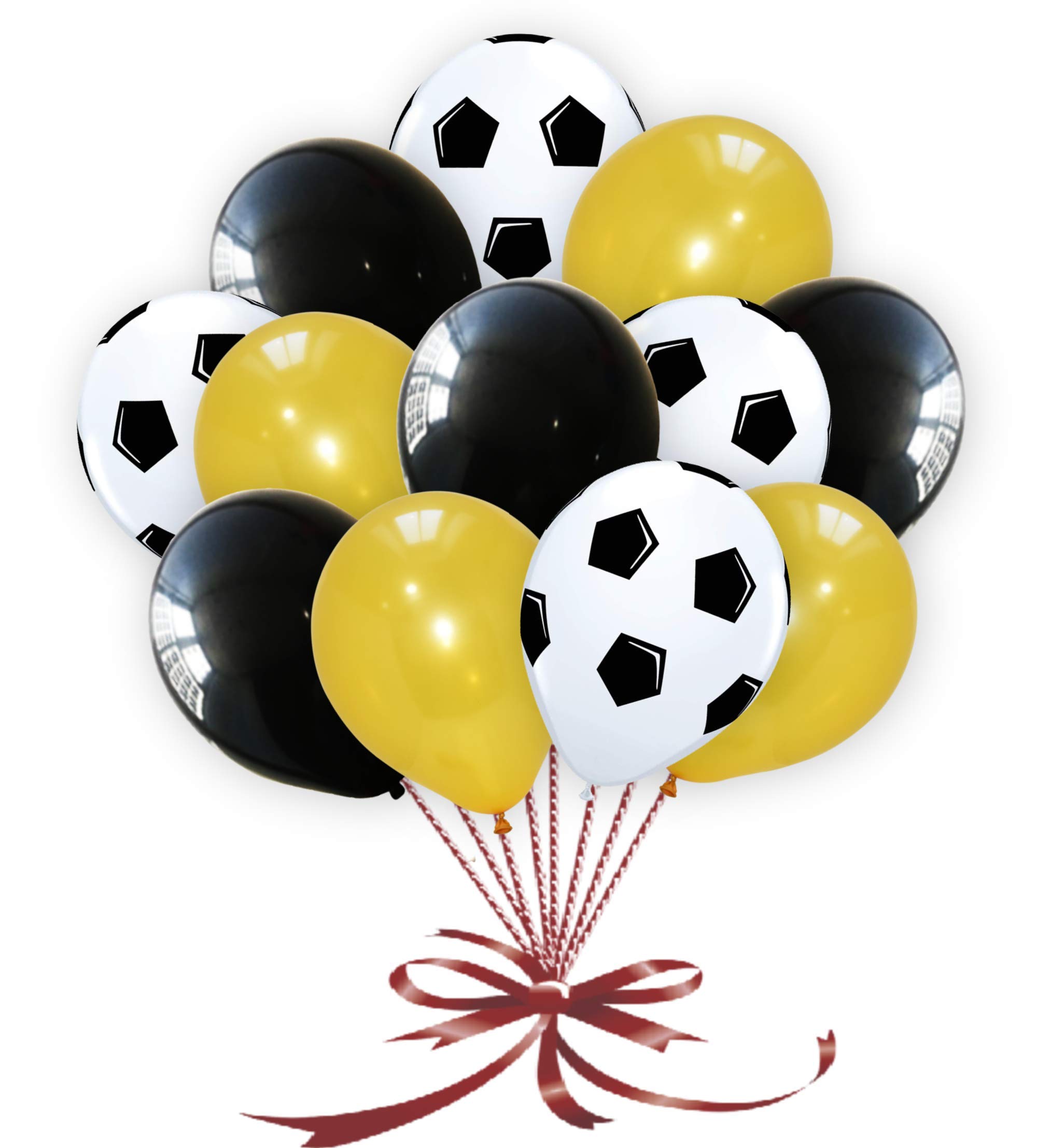 Pannu Design | 12” Inch Football Print Black & White Balloons | 100% Natural Latex | Assorted Multicolours | Perfect For Birthday | Soccer Theme Parties | Weddings Decorations. (Pack of 30, Gold)