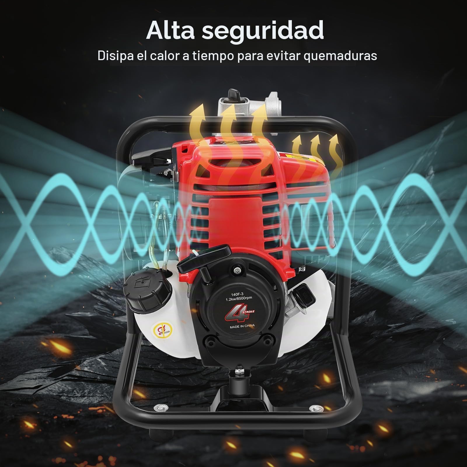 Bomba de agua de gasolina para aguas residuales de 4 tiempos, motor de alta eficiencia, bomba de aguas fecales, altura de elevación de 30m, bomba de jardín móvil para drenaje y riego