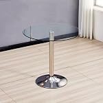 23.4" Round Glass Dining Table, Modern Circular, Sturdy Base and Perfect for 2-4 Seat, Bistro Style for Dining Room, Living Room, Balcony, Cafe (23.4")