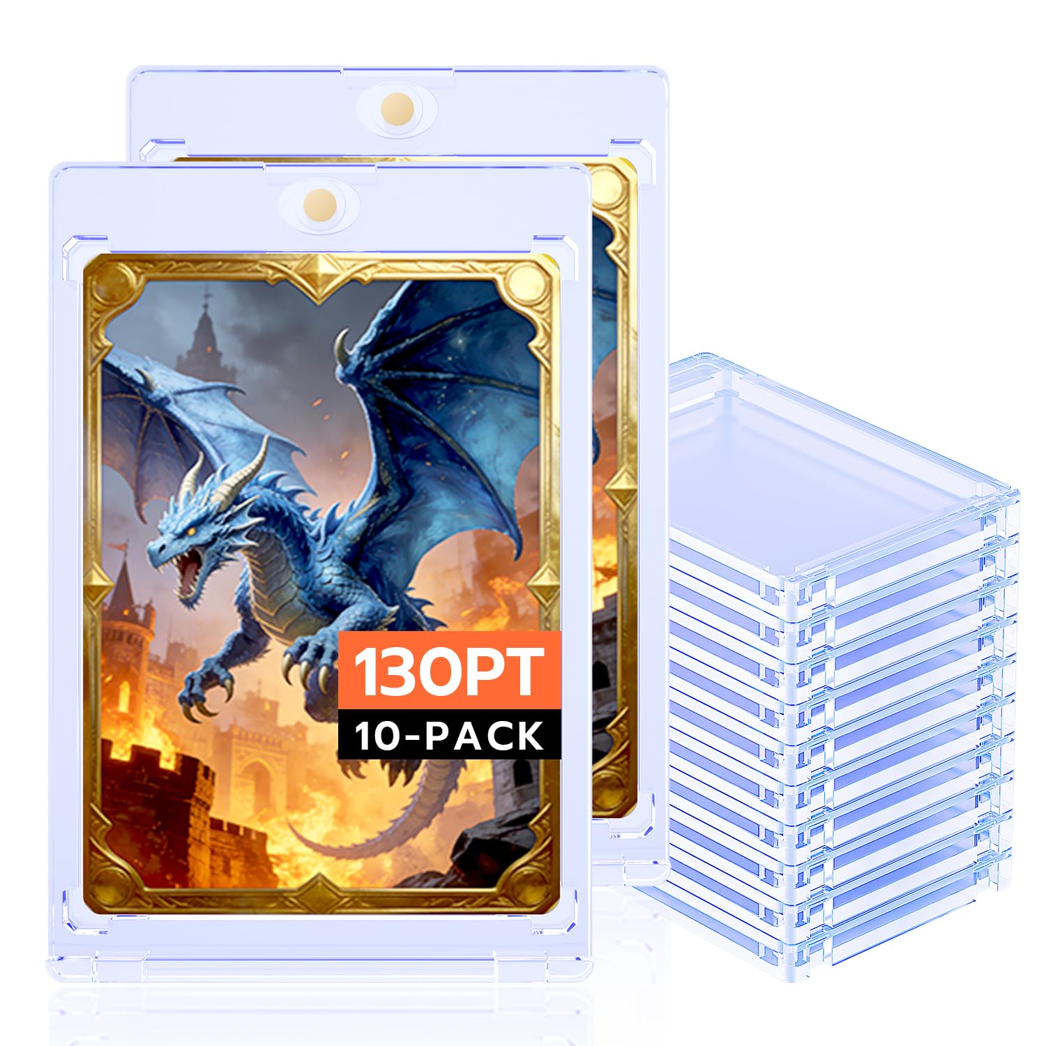 Tolesum 10PCS Magnetic Card Holder 130PT Sammelkarten Hüllen UV-Schutz Kunststoff Harte Kartenhüllen Halter Transparent Karten Sleeves für Yugioh,Magic, MTG, Sportkarten Sammlung