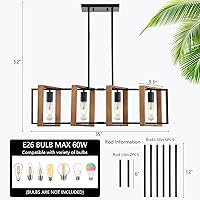 Vista 2 de Iluminación de isla de cocina de 35.4", lámpara de araña de 4 luces para comedor estilo granja, iluminación colgante moderna en negro, luces