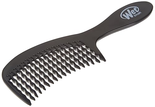 Miniatura 5 de Wet Brush Peine desenredante, negro, desenredante de cabello de dientes anchos con diseño de dientes ondulados que se desliza suavemente a través