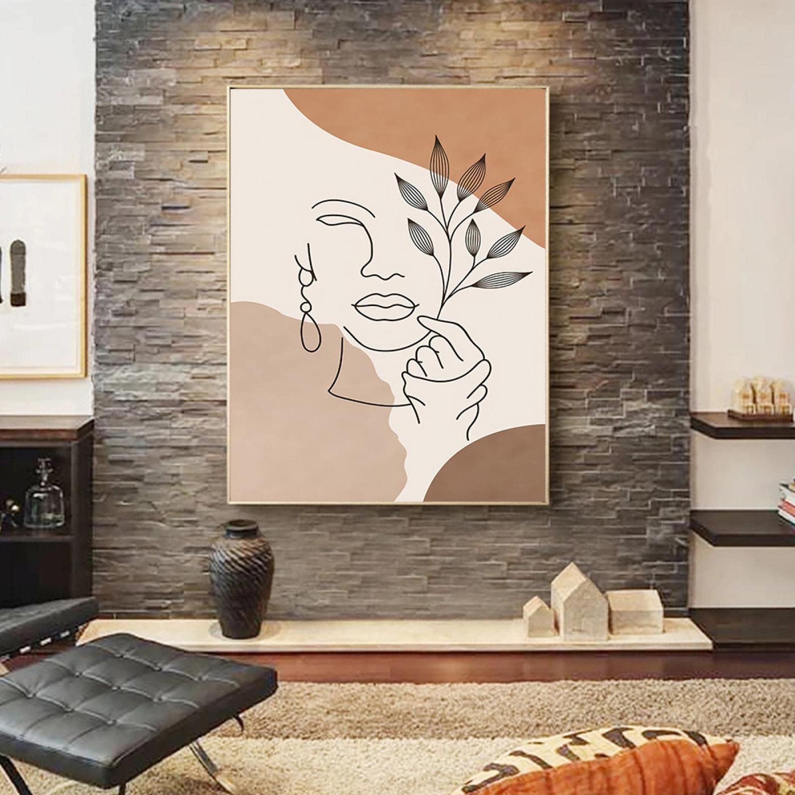 Affiche D'art Mural Femme Portrait Noir Et Blanc - Impression Toile 70x100 Cm, Déco Salon Moderne
