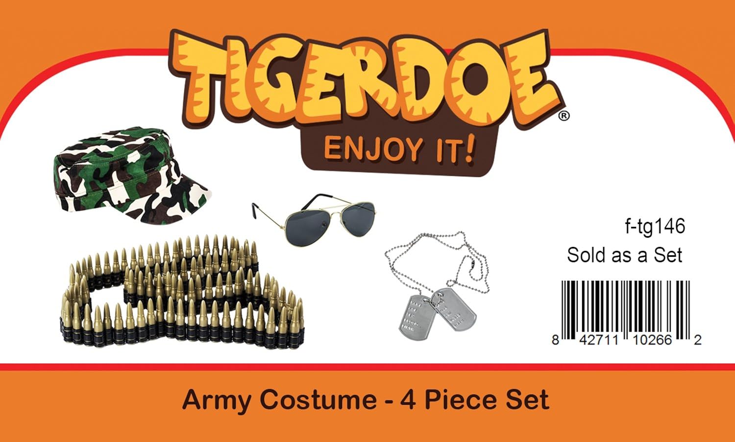 Miniatura 7 de Tigerdoe Disfraz del ejército - Juego de 4 piezas - Disfraz de soldado - Juego de simulación - Trooper de camuflaje - Disfraz militar - Disfraz de