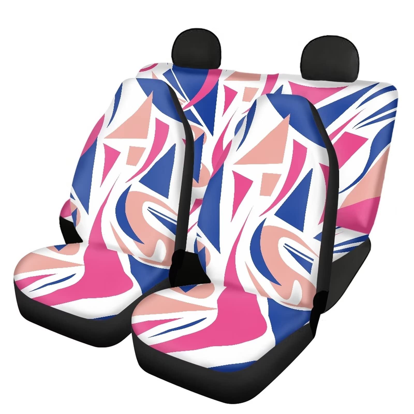 Modysero Geometry Print Pink Car Seat Cover Full Set Soft Durable Elastic All Season Car Seat Protector Cute Comfortable Automotive Interior Accessories for Women Universal Fit All Cars Truck