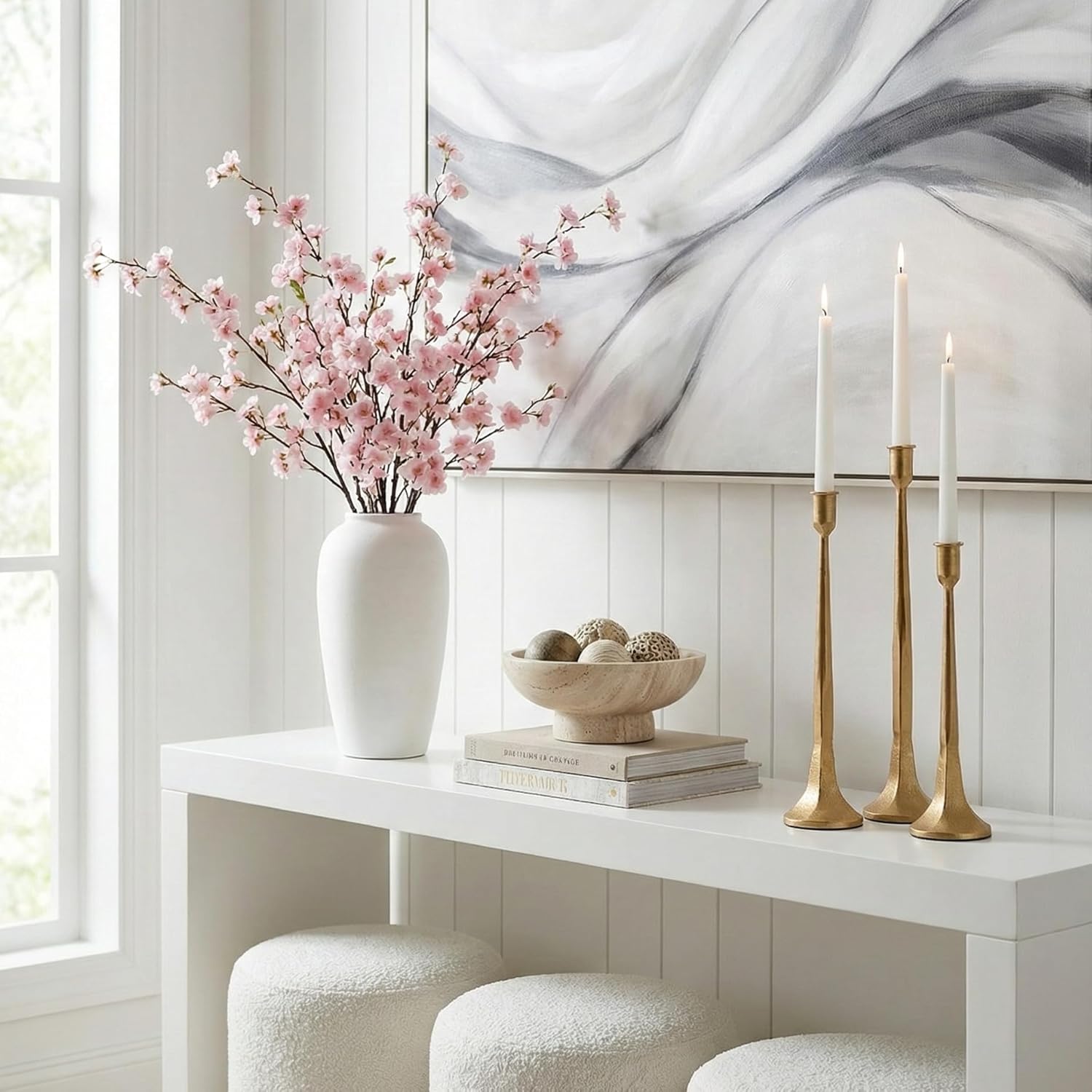 Denique Iron Taper Candle Holder Set of 3, Gold Candlestick Holders Decorative Candle Stand, Tapered Candle Holders Tall Set for Wedding, Dining Table, Home Decoration (Gold)