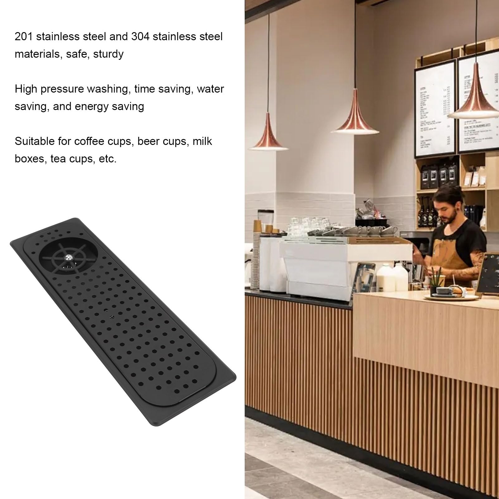 Sciacquatrice per Vetro per Lavello, Sciacquatrice per Brocca in Acciaio Inossidabile 304 Detergente Automatico per Tazze Incorporato per Risparmio di Tempo per Bar Caffetteria