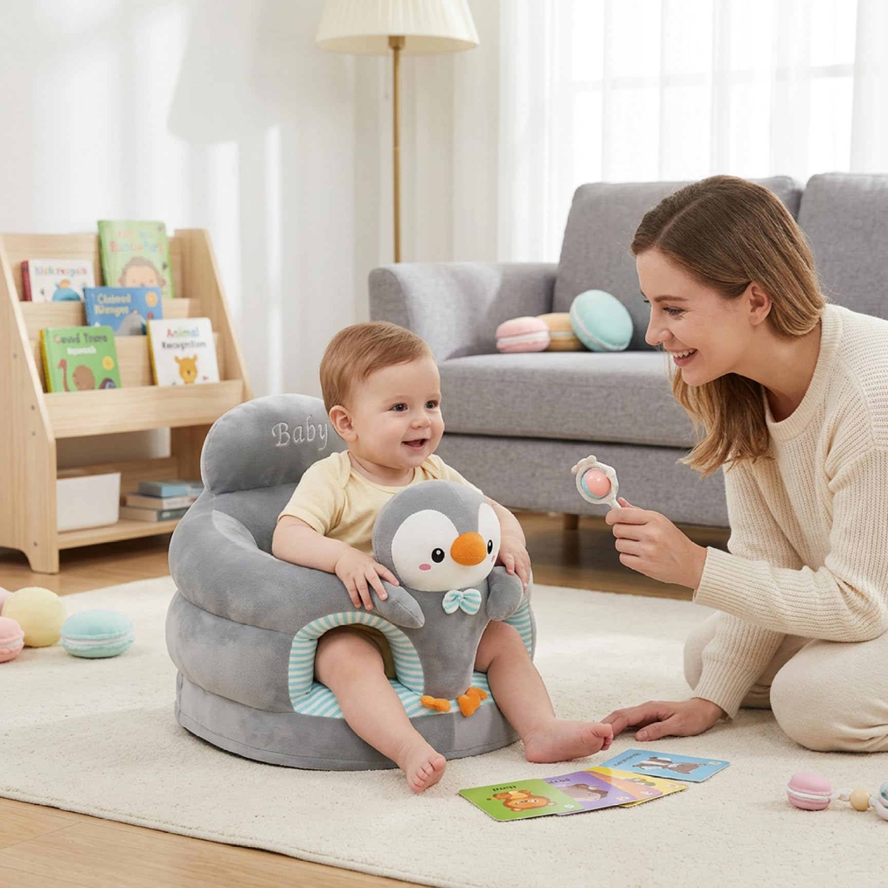 Sit up Chair for Baby, Baby Seat with Ergonomic Back Support Penguin Infant Sit Up Chair for Learning, Soft Floor Seat Babies and Toddlers Use for, Infant — view 2