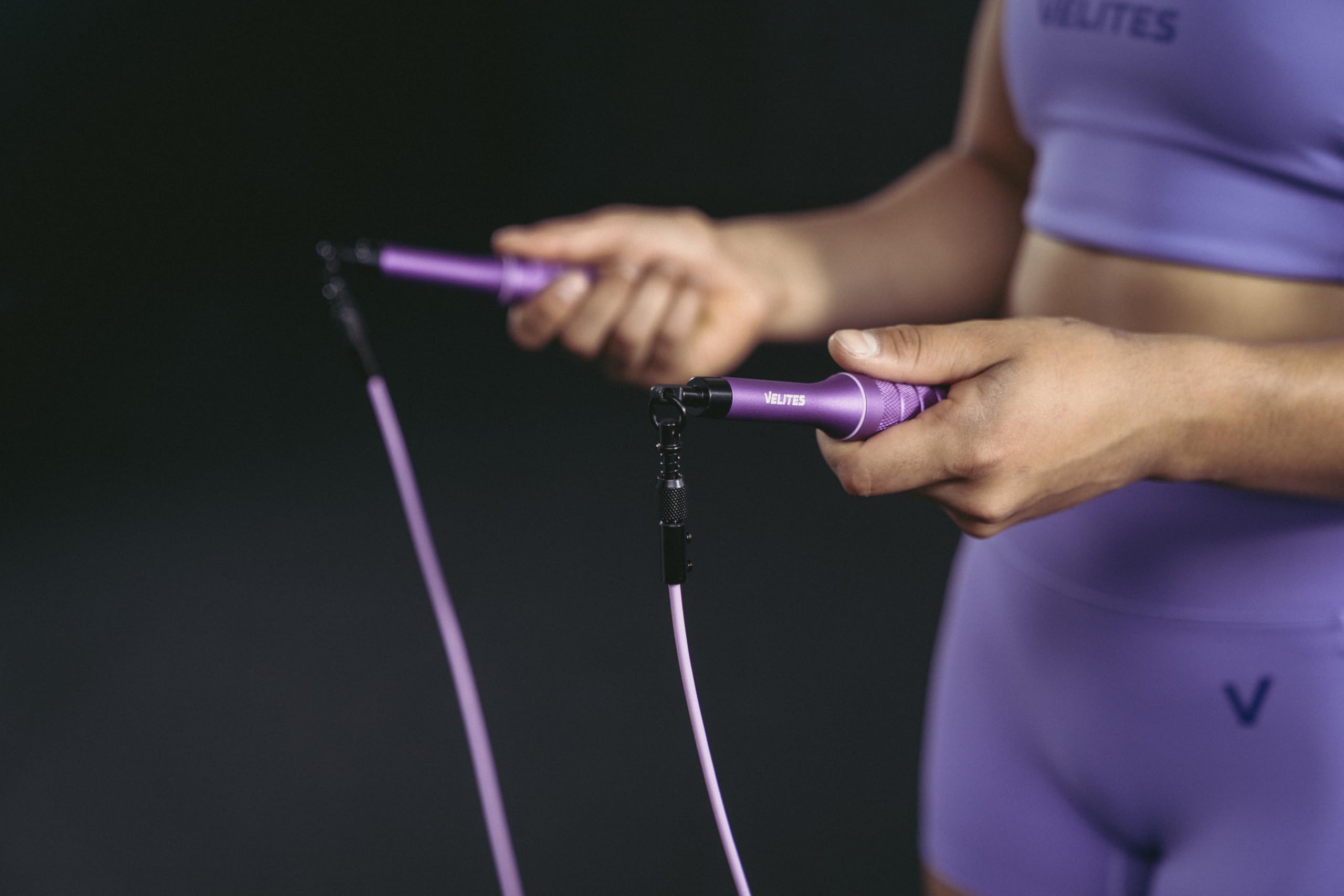 Velites Earth 2.0 Corda per saltare in alluminio aereo | Purple | Sistema avanzato con cuscinetti e cavo da 4 mm | Personalizzabile con pesi | App di allenamento inclusa