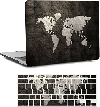 Laptop Case MacBook Air 15" Case 2024 Release 2023 A3114 M3 A2941 M2 Chip with Retina Display & Touch ID, Plastic Hard Shell Case Cover & Keyboard Cover Skin, World Map