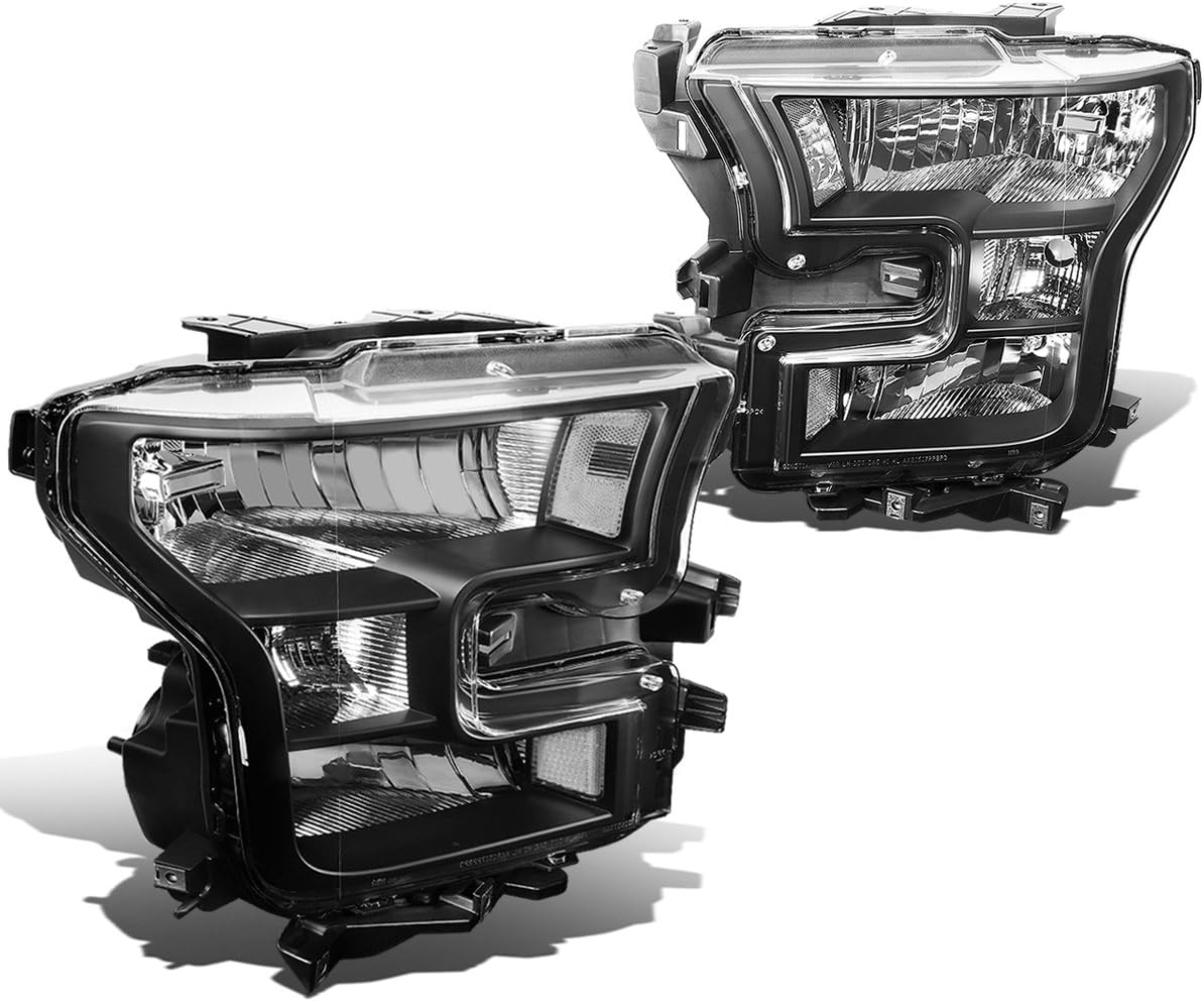 DNA MOTORING HL-OH-F15015-CH-CL1 Chrome Housing Headlights Replacement Compatible with 15-17 F150