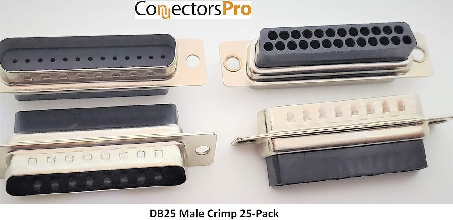 PC Accessories - Connectors Pro DB25 Male D-Sub Crimp Type Connector, 25 Pcs PK No Pins