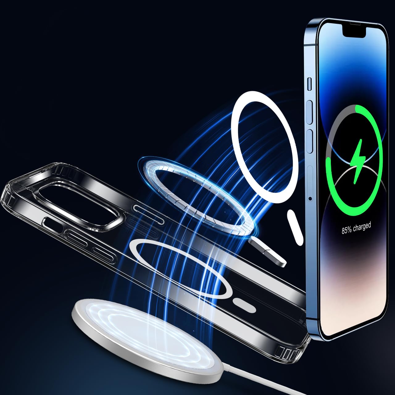 tigratigro Cover Magnetica per iPhone 13 mini, Compatibile con MagSafe Ricarica Wireless, Anti Ingiallimento, Antiurto di Grado Militare, Custodia magnetica, Retro Antigraffio Trasparente