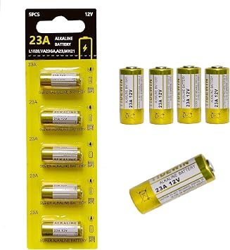 12V 23A Alkaline Battery,A23 Battery,5 Pack - Long Lasting Power for Garage Door Openers, Doorbells & Car Alarms