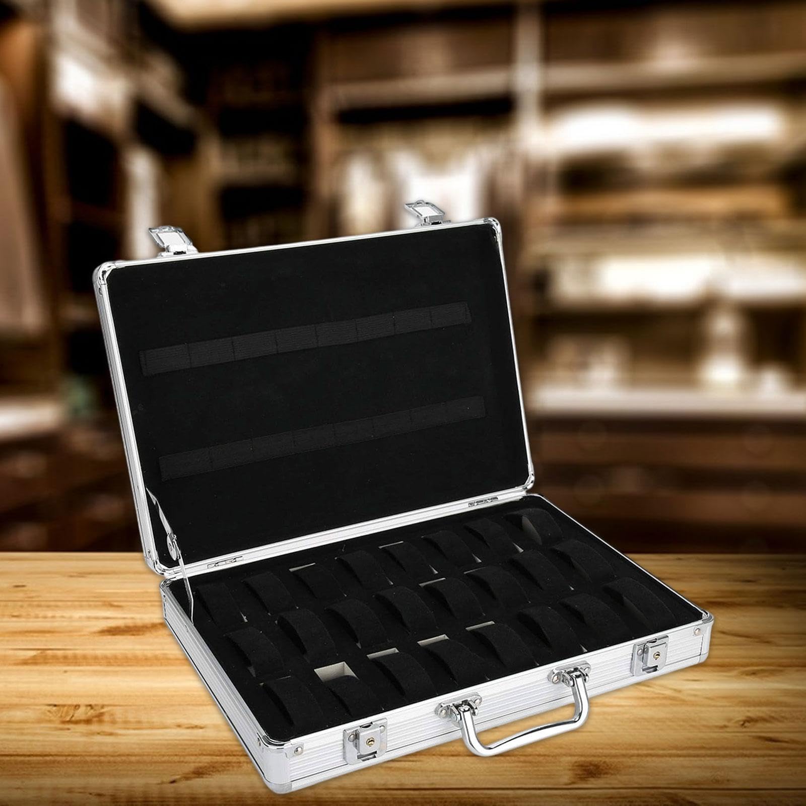 Milageto Maletín para Relojes Caja para Organizar Relojes de Aleación de Aluminio con Interior Acolchado Portátil Y Ligero Adecuado para Viajes Coleccionistas