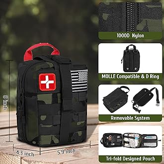 Survival First Aid Kit, 170 PCS Survival Kits,Trauma Kit with Essential Survival Gear Emergency Medical Supplies for Hiking Camping Backpacking Outdoor Adventure, Gifts for Christmas Him Dad Men