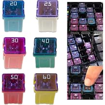6 PCS Car Fuse Kit   20A/25A/30A/40A/50A/60A 32V Square Blade Fuses, Auto Replacement Accessories, Compatible with Most Cars Multicolored