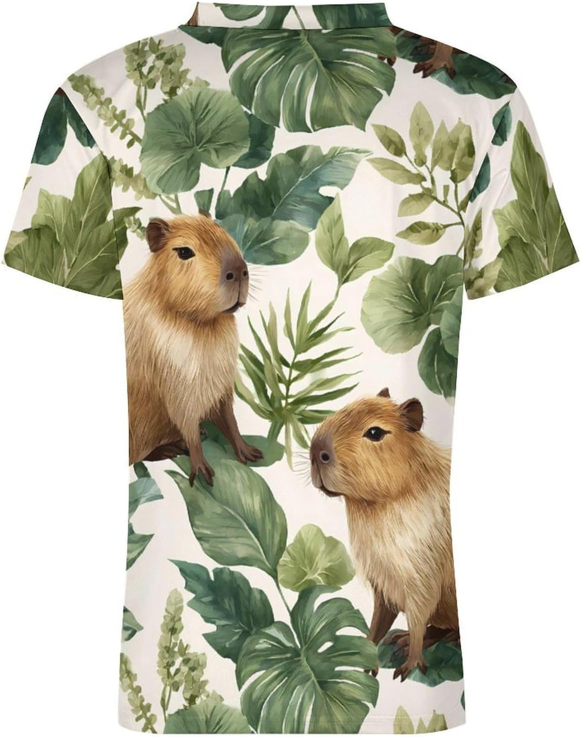 BCapybara Leaves Funny Mens V Neck Soccer Jersey Quick Dry Breathable Short Sleeve T Shirt Sports Football Tops 6X-Large