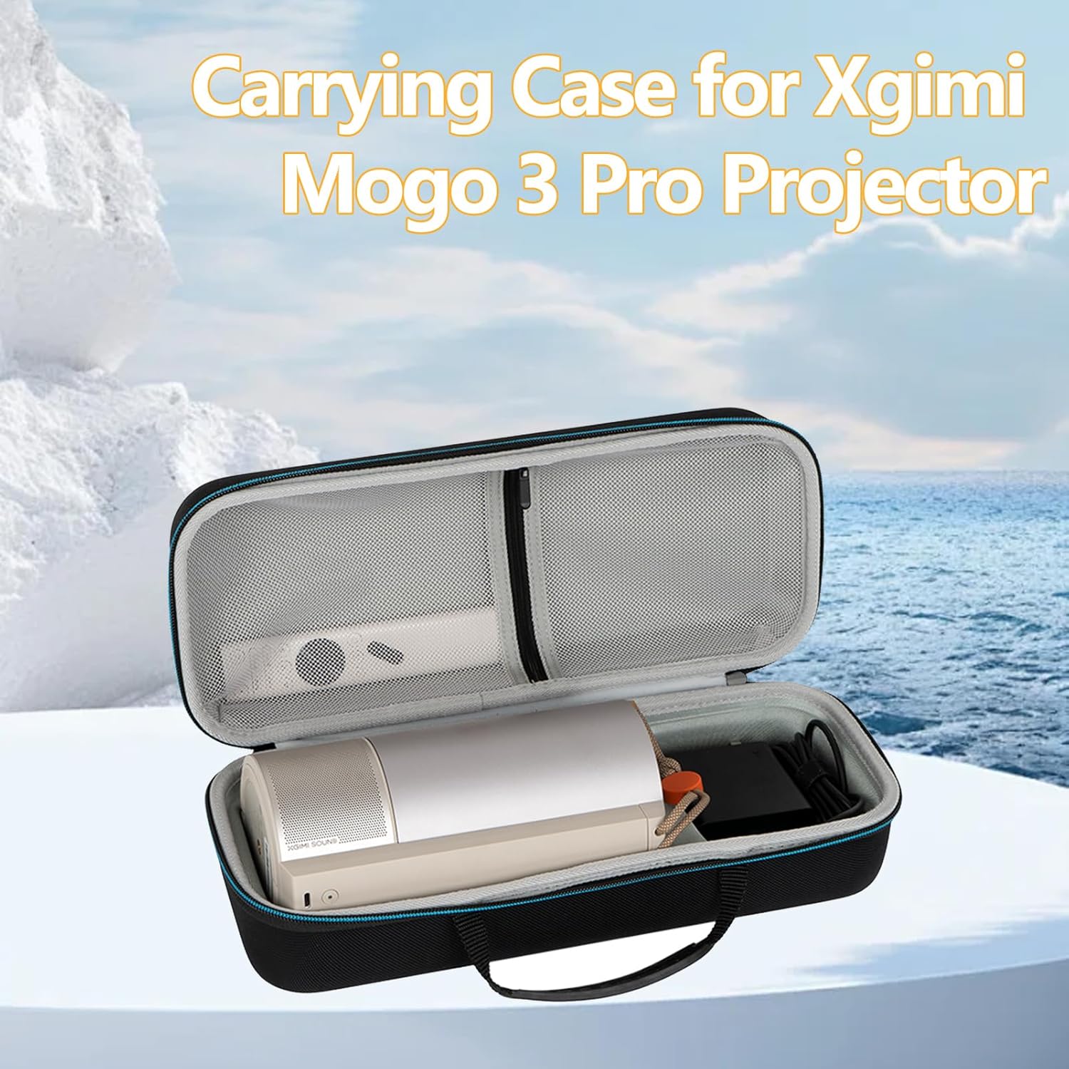 Hard Carrying Case for XGIMI MoGo 3 Pro/MoGo 4 Projector, Portable Travel Case for MoGo 3 Pro and Adjustable Stand Projector, Separate Storage for Remote Control, Charger and Other Accessories