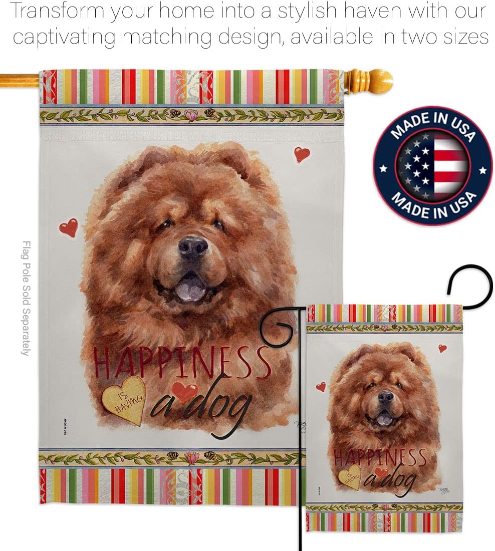 Breeze Decor Red Chow Happiness Garden Flag Dog Puppy Spoiled Paw Canine Fur Pet Nature Farm Animal Creature House Decoration Banner Small Yard Gift Double-Sided, Made in USA