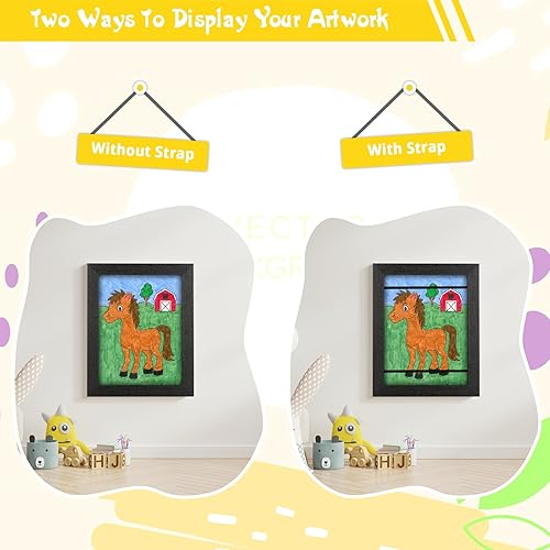 Miniatura 2 de Paquete de 2 marcos de arte para niños de 8.5 x 11 pulgadas, color marrón, marcos de arte para niños, intercambiables, con apertura frontal, marco