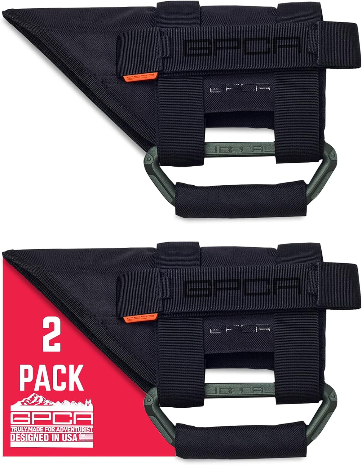 GPCA Metal Grab Handles for 2007–2023 Jeep Wrangler JL, 4xe, JT, JK, Sport, Sahara, Rubicon and Gladiator 4DR/2DR GP Grip PRO Foldable Patented (2 Pack, Green)