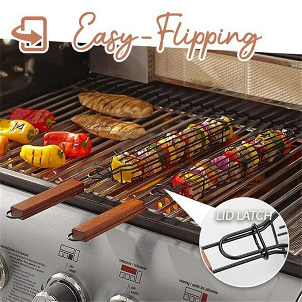RWRAPS Cestino per grigliate per Barbecue Griglia per Barbecue Antiaderente Strumenti per griglia Griglia per Hamburger di Carne BBQ Raddoppia Il Comfort