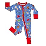Little Sleepies Pajamas for Baby Boys & Girls, Viscose from Bamboo Baby Pajamas, Snug Sleeper, Toddler PJs, 2-Way Zipper, Blue All Stars, Newborn