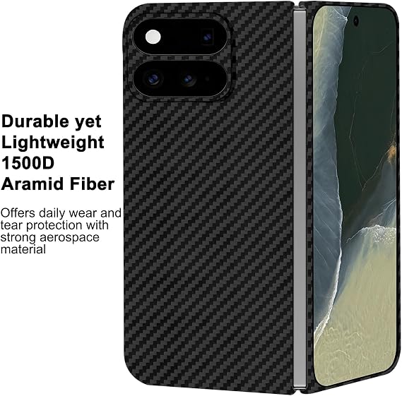 Google Pixel 11 Pro Fold用スリム磁気カーボンファイバーケース