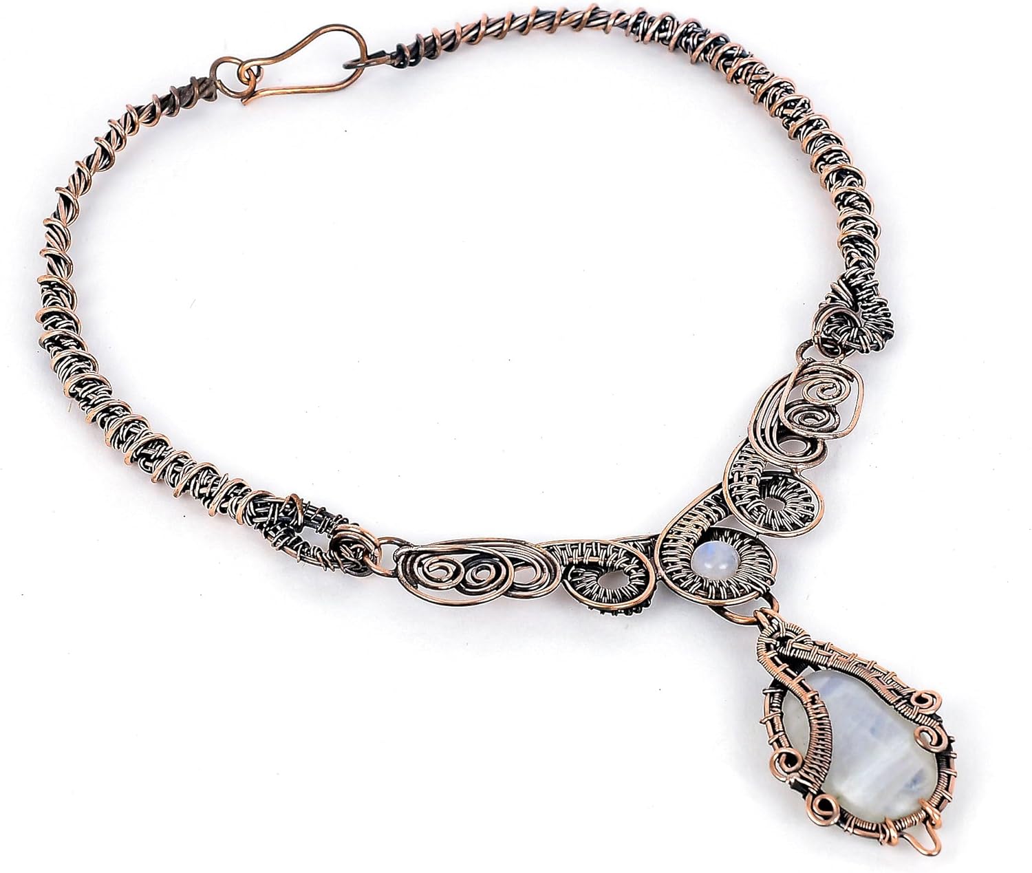 Tanay Gems and Jewels Rainbow Moonstone Necklace, Copper Wire Wrapped, Natural Gemstone, Handmade Elegant Jewelry, Unique Gift for Her, Copper Wire Jewelry - Image 2