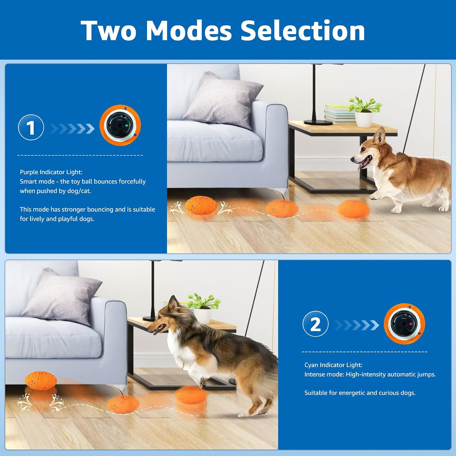 Dolita Interactive Dog Toy 2 Modes Tough Chewers Dog Ball, Smart Automatic Rolling Ball, E-TPU Material for Aggressive Chewers, Large/Medium Dogs image 4