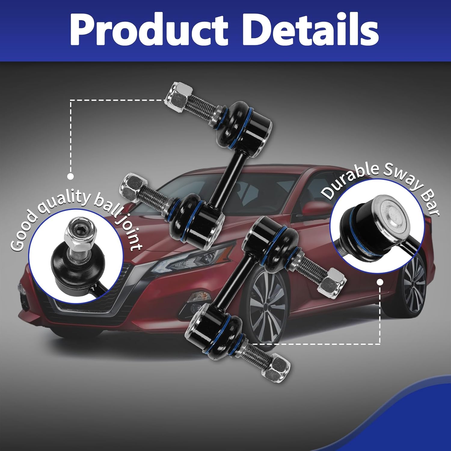 Rear Sway Bar Link MS308163 MS308164 Stabilizer Bar End Links Compatible With 2018-2023 Nissan Altima 2019-2023 Maxima - 2 PCS