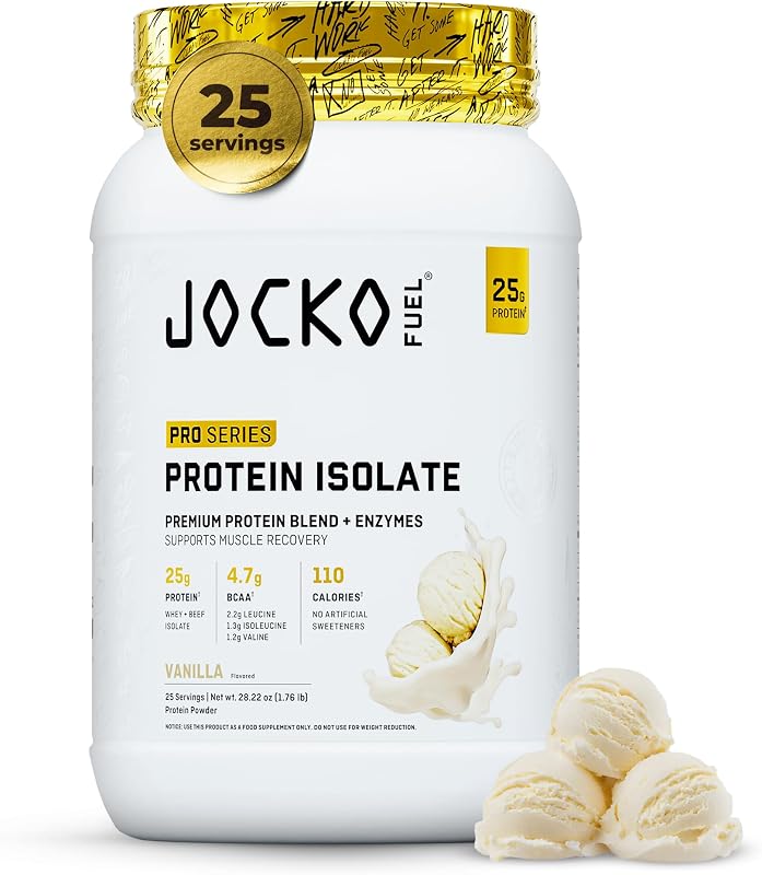 Jocko Fuel Whey Isolate Protein Powder | 25G Protein | Vanilla 25 Serving