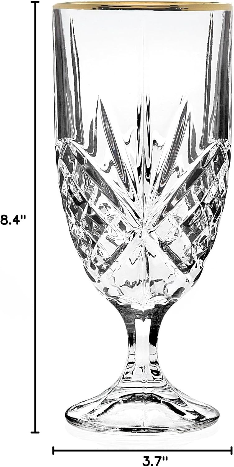 Godinger Iced Beverage Glasses, Gold Banded - Dublin Crystal, Set of 4