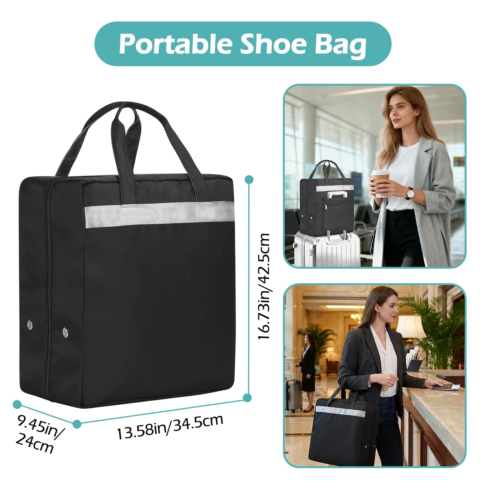 ZHIERNA Torby na buty podróżne z uchwytem, podróżne torby na buty do pakowania, przenośny organizer do przechowywania butów, bagaż podróżny, torba na buty dla kobiet i mężczyzn, pomieści 6 par butów
