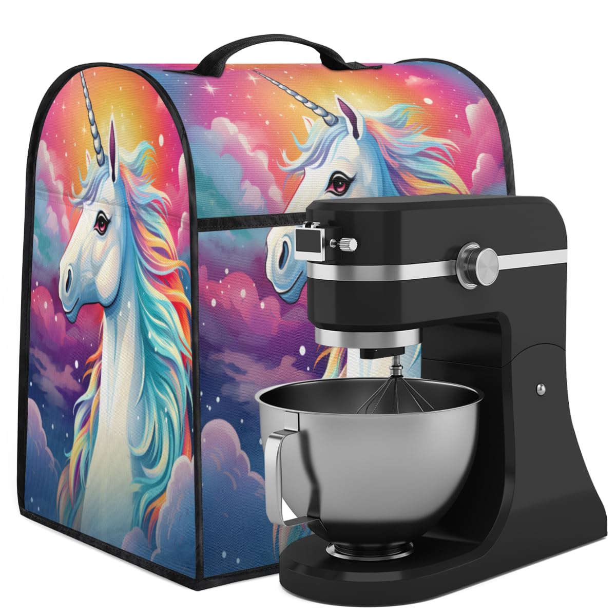 Coffee Maker Cover Cute Colorful Unicorn Kitchen Appliance Covers Small Appliance Covers Blender Cover Juicer Cover Dust Covers for Kitchen Appliances with Top Handle and Pockets,Washable,B439