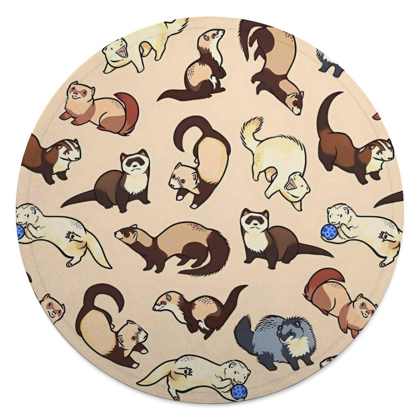Jeté de lit rond en flanelle motif furet poilu de qualité douce