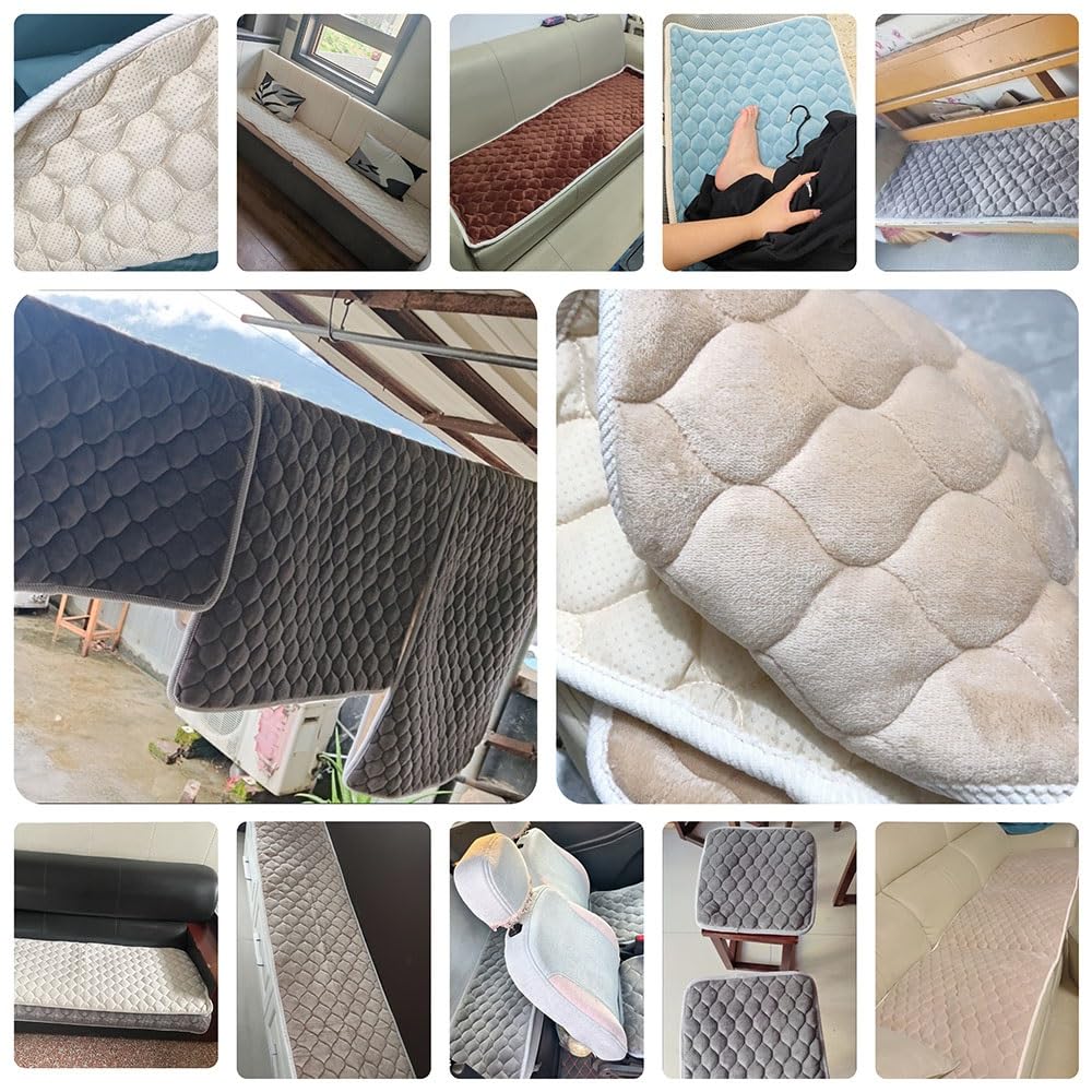 Coussin pour Canapé/Banc/Jardin en Flanelle Épais et Doux Taille Personnalisée, Lavable à la Machine(Gris,55x190 cm 22x75 in)