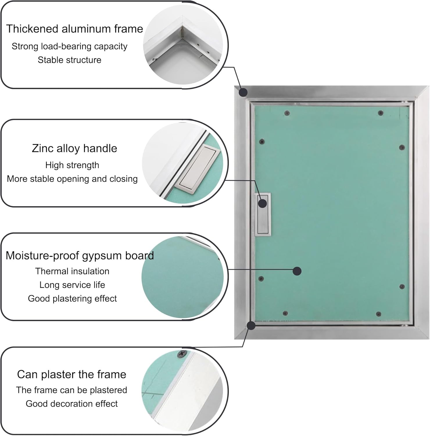 Aluminum Hidden Wall Access Panel for Drywall Plumbing Electrical （Customizable）(750x850mm/29.5x33.5in)